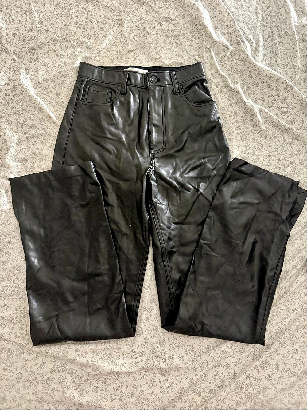 Abercrombie Black Faux Leather Skinny Pants Size 25 Like New